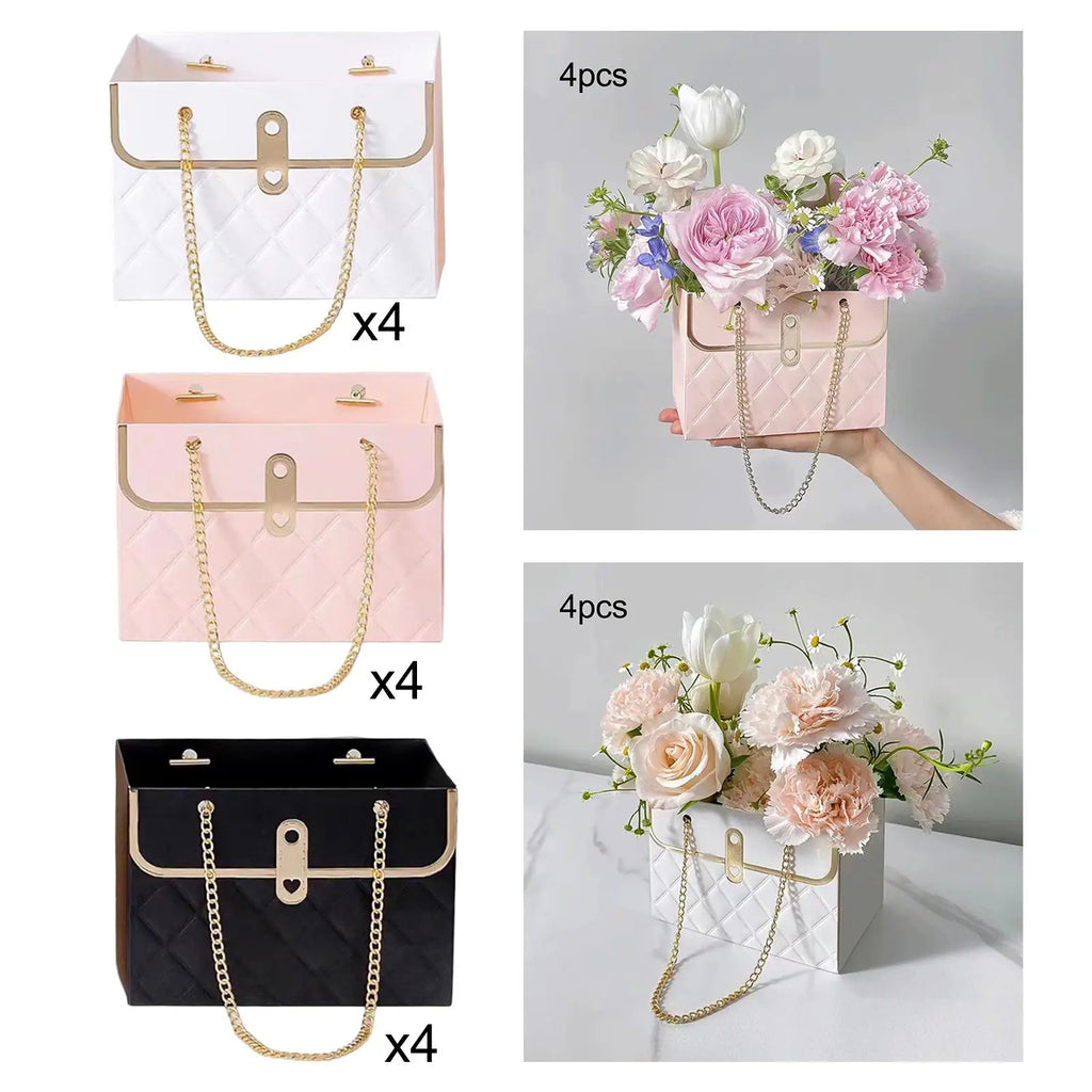 Paper Bouquet Packaging Box Decorative Handle Wrapping Bag Portable Zpaxo