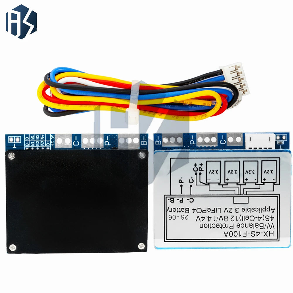 4S LiFePO4 BMS Protection Board 12.8V/14.4V Split Charge Discharge Terminal Built-in Active Cell Balancing Equalizer Zpaxo