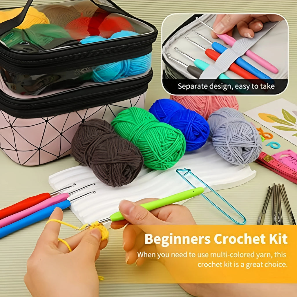 105 piece crochet hook set, complete set of DIY hand woven needle and thread, including yarn storage bag TPR hook Zpaxo