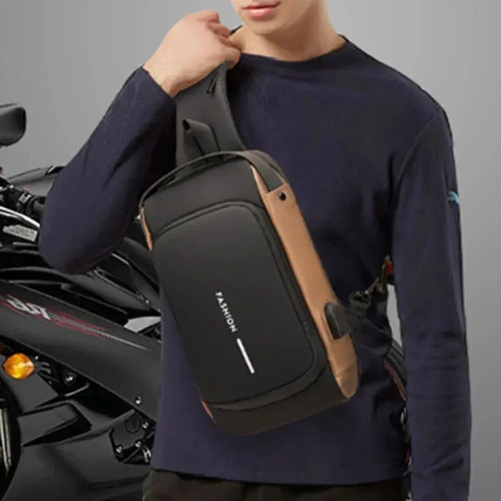 Multifunctional Bags Men Designer Anti-theft USB Shoulder Bag