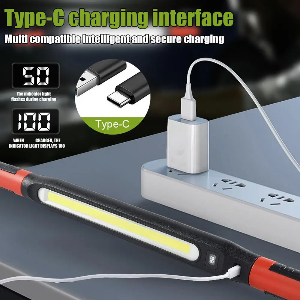 1200LM COB LED Mechanic Work Light Rechargeable Magnetic 360° Swivel with Hook Car Repair Garage Emergency Lamp Zpaxo