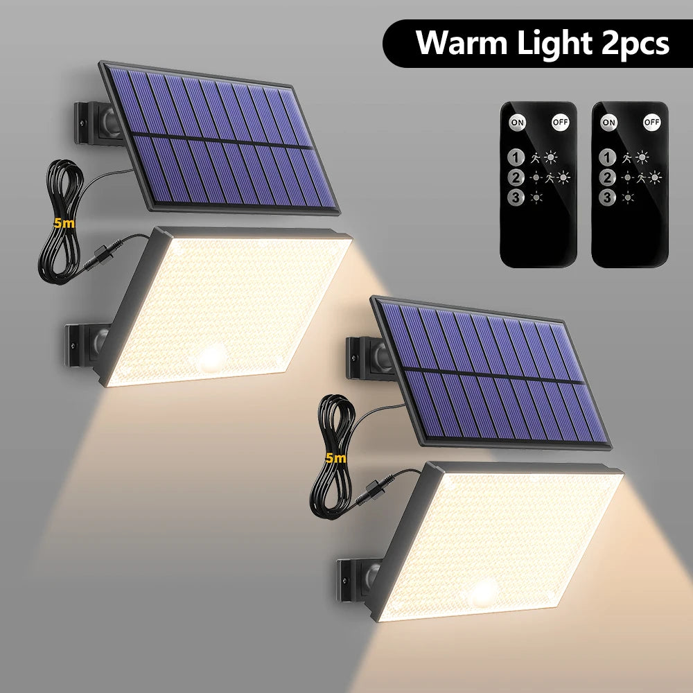 Solar Outdoor Motion Detector Lamp 400LED Solar Powered Wall Light 3 Modes Waterproof Flood Lights Garden Front Door Yard Zpaxo 400LED Warm 2pc