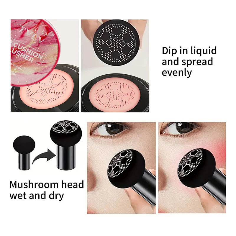 Multi-Use Air Cushion Blush - Lightweight Long-Lasting, Portable Easy Touch-Up for All Skin Tones Zpaxo