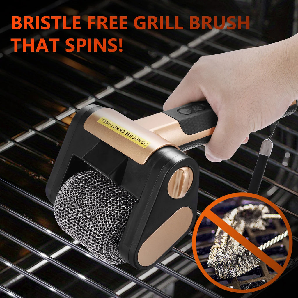 Electric Stainless Steel Grill Brush Rechargeable Roller BBQ Cleaner