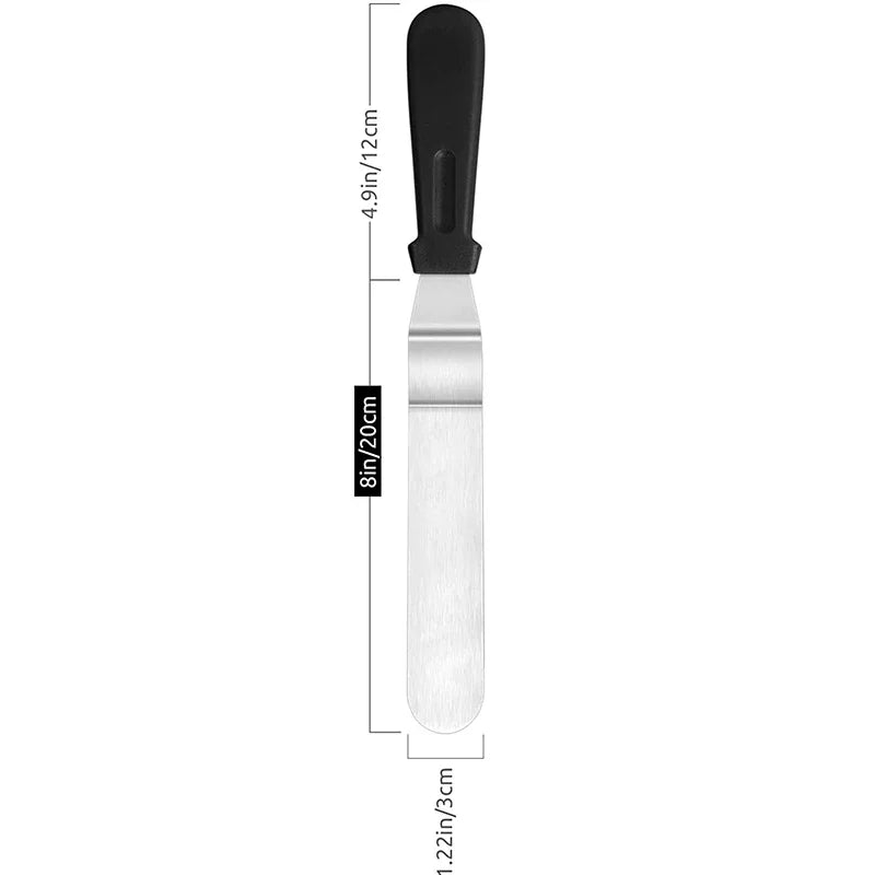 Stainless Steel Cake Spatula & Scraper – 6/8/10 Inch Set Cake Decorating Spatula Zpaxo Black 8-inch