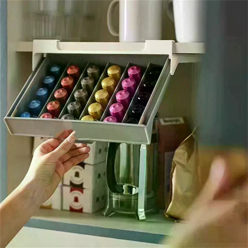 Holder Capsule Coffee Capsule Coffee Tea Drawer Organiser Bag Organiser No Need To Punch HolesSpace-saving Home Storage Box Zpaxo