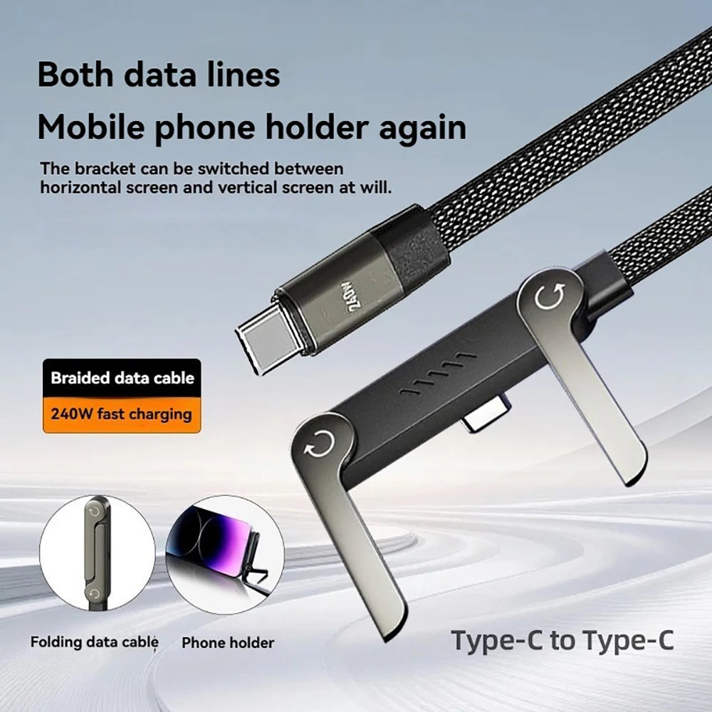 2-in-1 Type-C Cable & Phone Holder – 240W Fast Charging USB-C Charging Cable Zpaxo