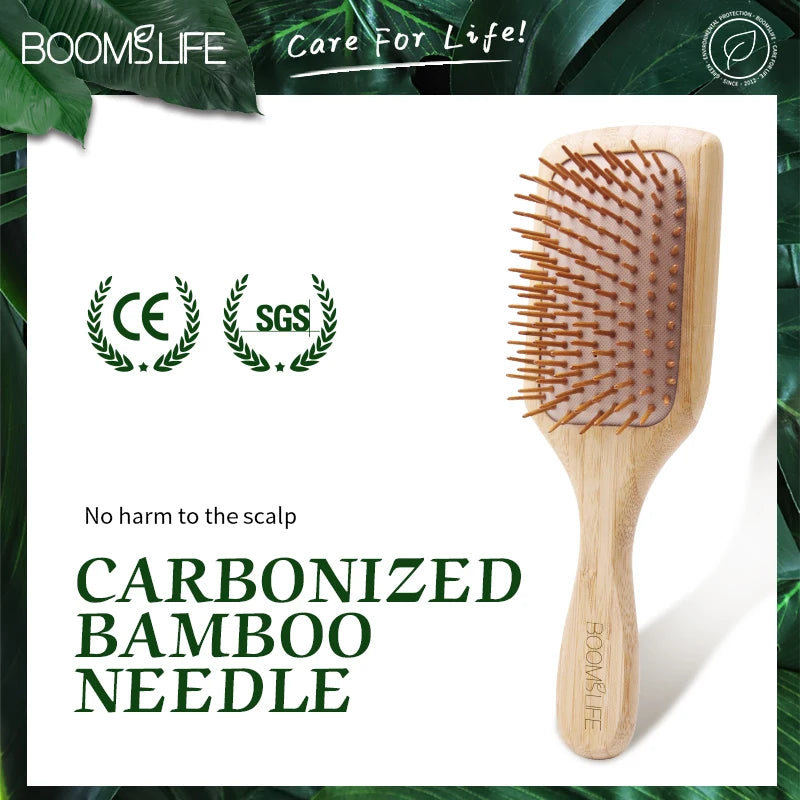 Bamboo Hair Brush Women Styling Detangling Wide Teeth Wood Comb for Hair Massage Scalp Anti-static Hair Combs Curly Girl Method Zpaxo