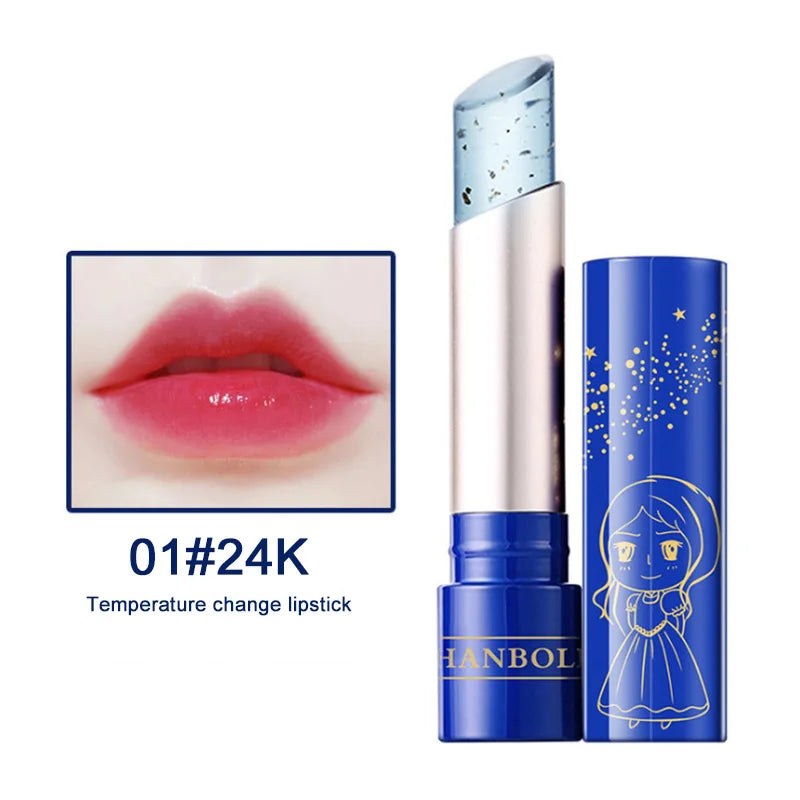24K Color Changing Lip Balm Rose Essential Oil Golden Oil Moisturizing Lipstick Food Grade Fomula Color Changing Lip Care Gifts Zpaxo Color Change