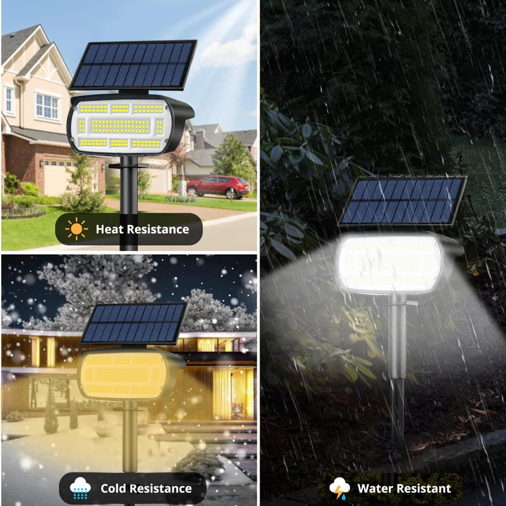 136 LED Solar Spot Landscape Lights Outdoor Waterproof Large Area Lighting Solar Spotlights Garden Pathway Driveway Walkway Zpaxo