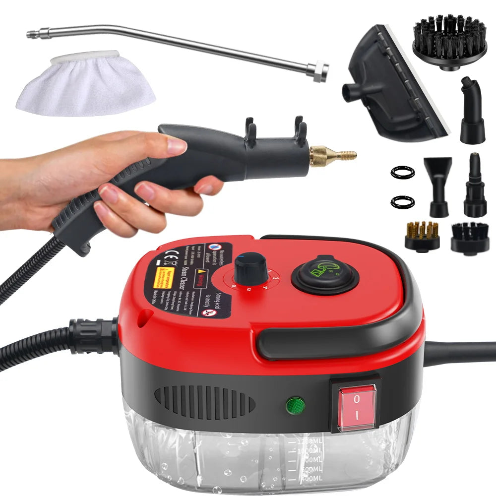 Portable Handheld High Pressure Steam Cleaner Household Multifunctional Steam Cleaning Machine Kitchen Hood Air Conditioner Car Zpaxo 200978-redEU