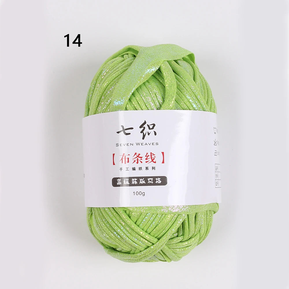 100g/Roll Metallic Crochet Yarn Imitation Leather Shiny Crochet Yarn Fabric Yarn for Knitting T-Shirt Bag Craft Zpaxo Green