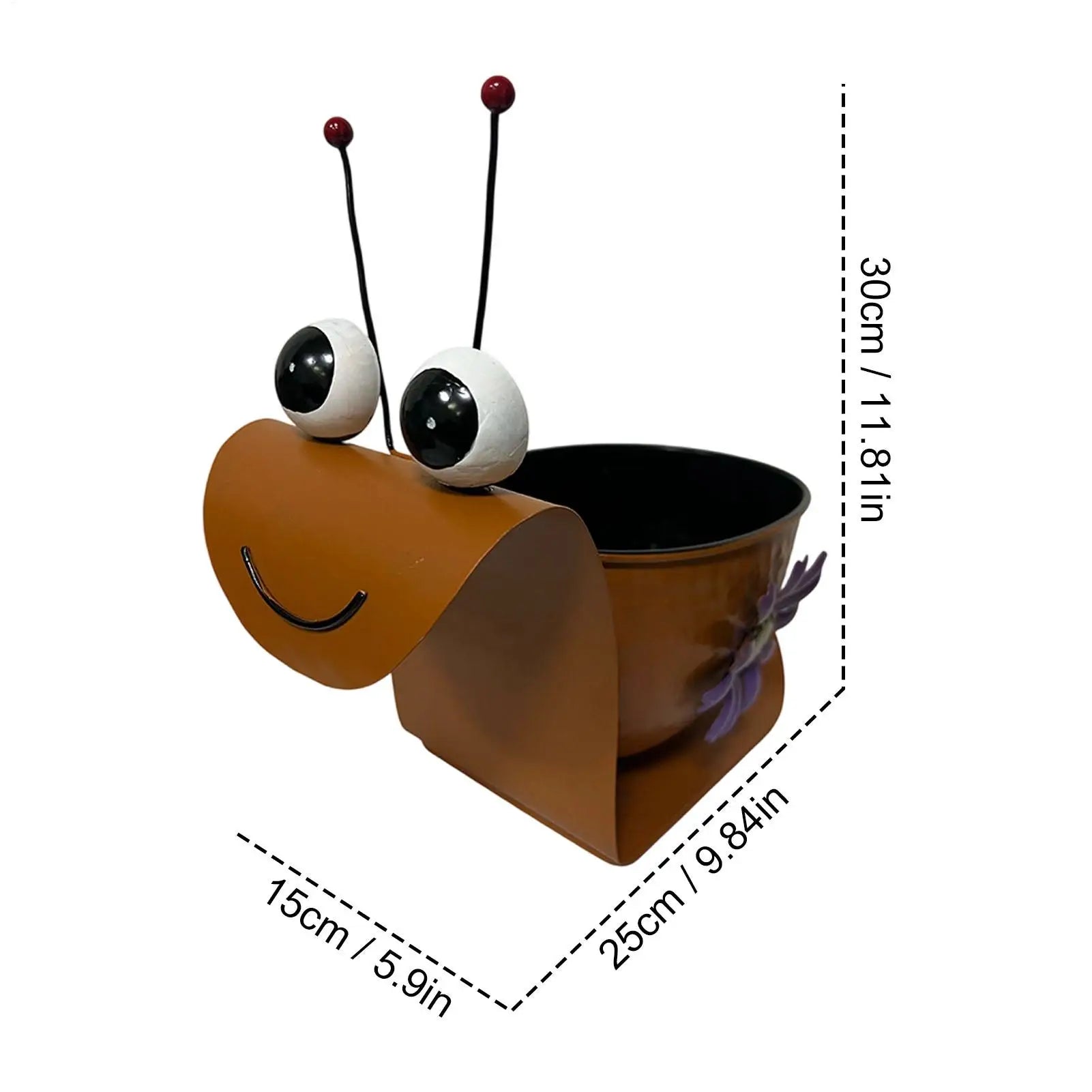 Snail Planter Cute Metal Home Decor Rustic Whimsical Planters