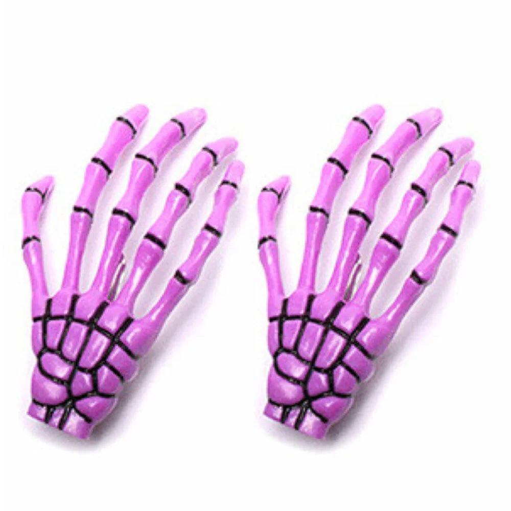 Creative Design Hair Accessories Hand Bone Halloween Clips Claw Zpaxo purple