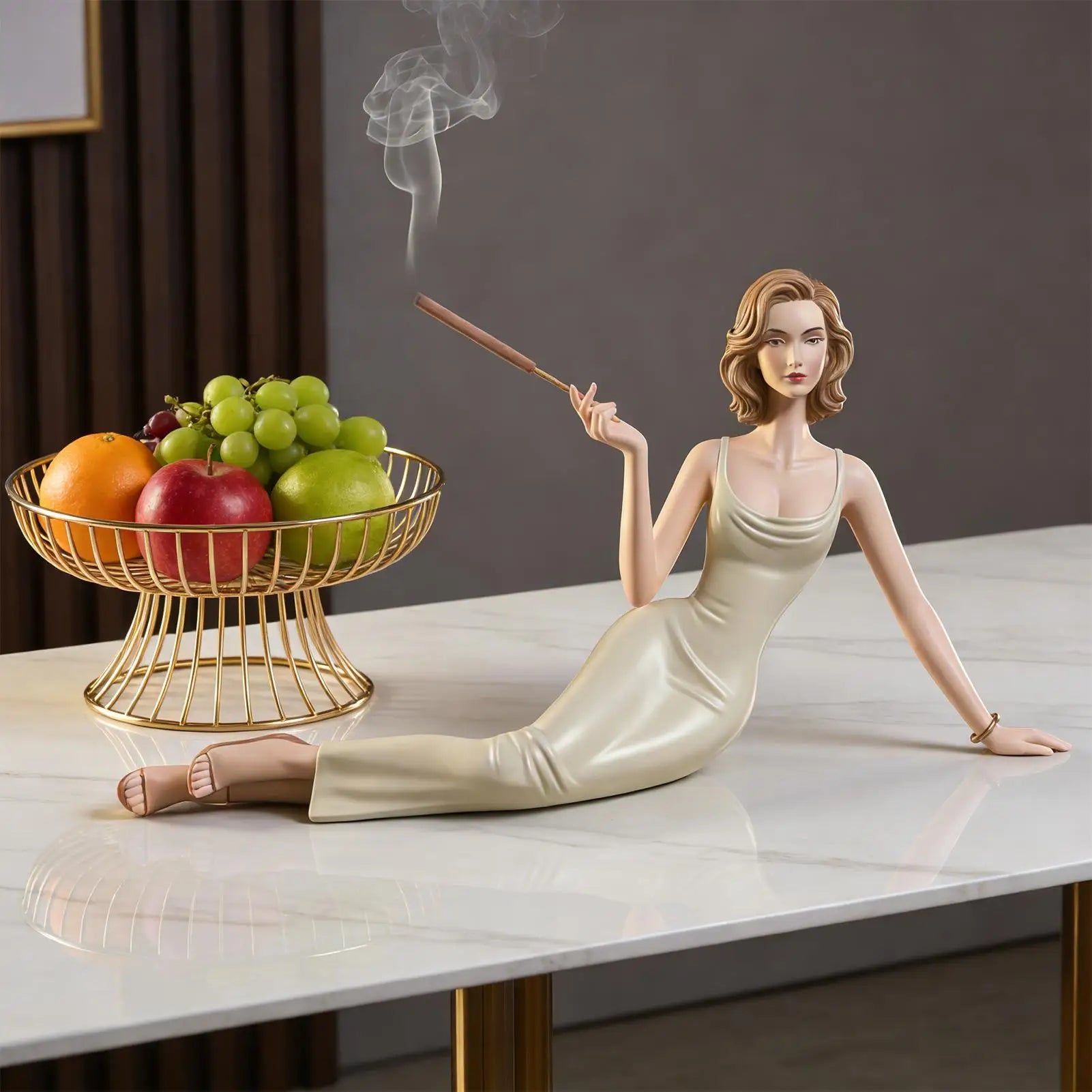 Women Statue Table Decoration Incense Holder Sculpture Bookcase