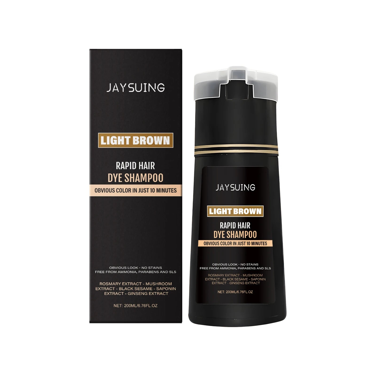 Jaysuing 3-in-1 Men Hair Dye Shampoo – Gray Hair Coverage Hair Dye Shampoo Zpaxo Light Brown 200ml