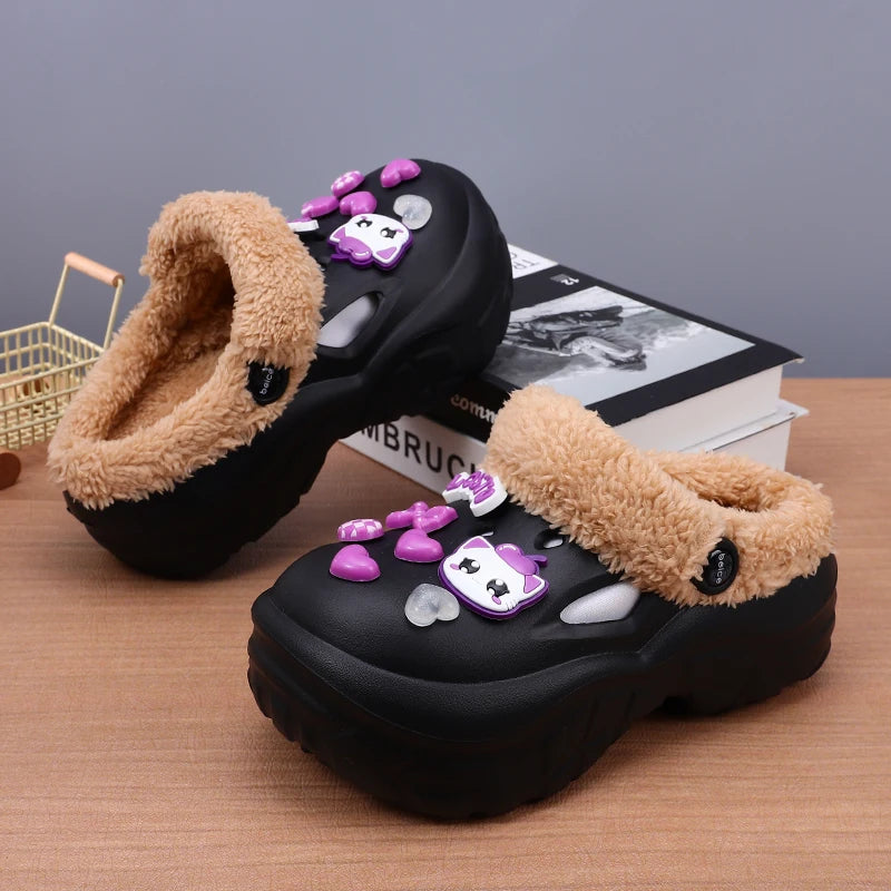 Winter Women EVA Waterproof Home Slides Shoes Classic Couple's Cotton