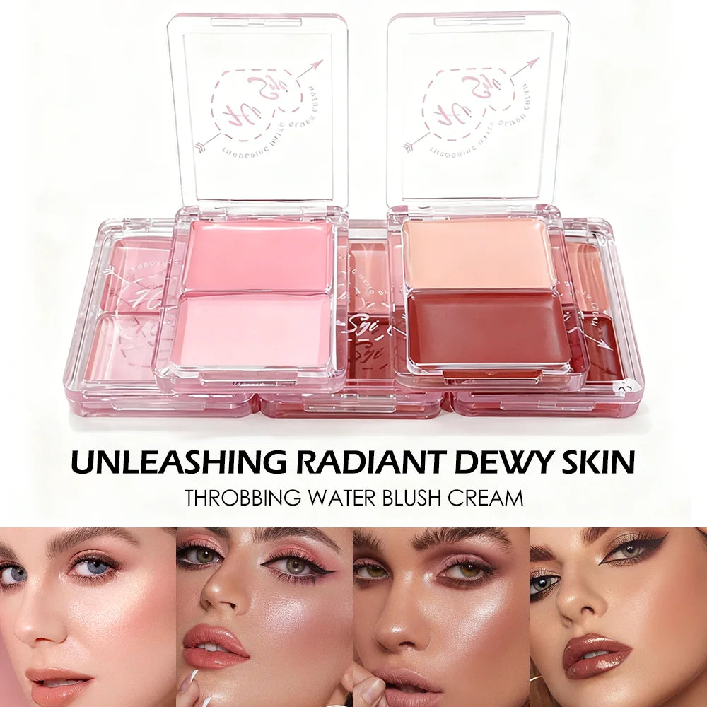 Dual Cream Blush Highlighter Buildable Pigment Dewy Cheek Face Glow Zpaxo