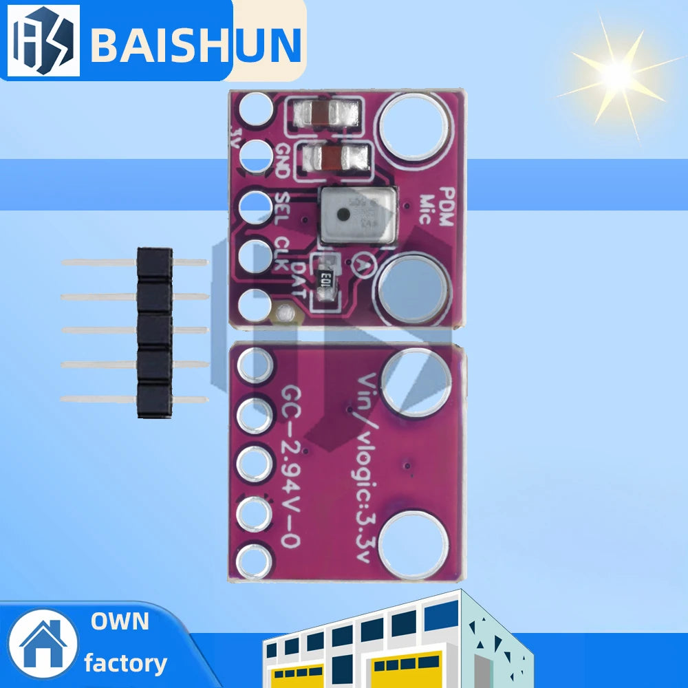1.8v-3.3v PDM Digital MEMS MP34DT01 Microphone Module Simple Pulse Density Modulation Output Small Omnidirectional Microphone Zpaxo MP34DT01 2pcs