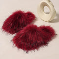 Fashion Warm Slippers Luxury Women Open Toe Raccoon Fur Slides Woman Zpaxo wine red 38-39