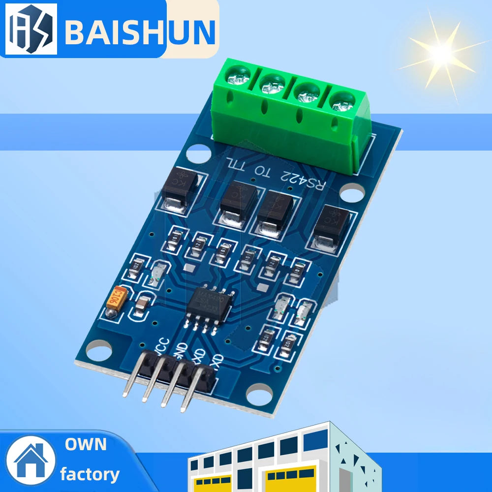 ‌"MAX490 RS422 to TTL Converter Module - Full Duplex Bidirectional Communication Board with 5V Logic Level Support Zpaxo