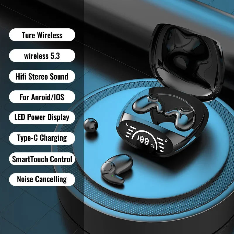 Invisible Sleep Earbuds Mini Wireless Earphones Bluetooth 5 3 Zpaxo Black
