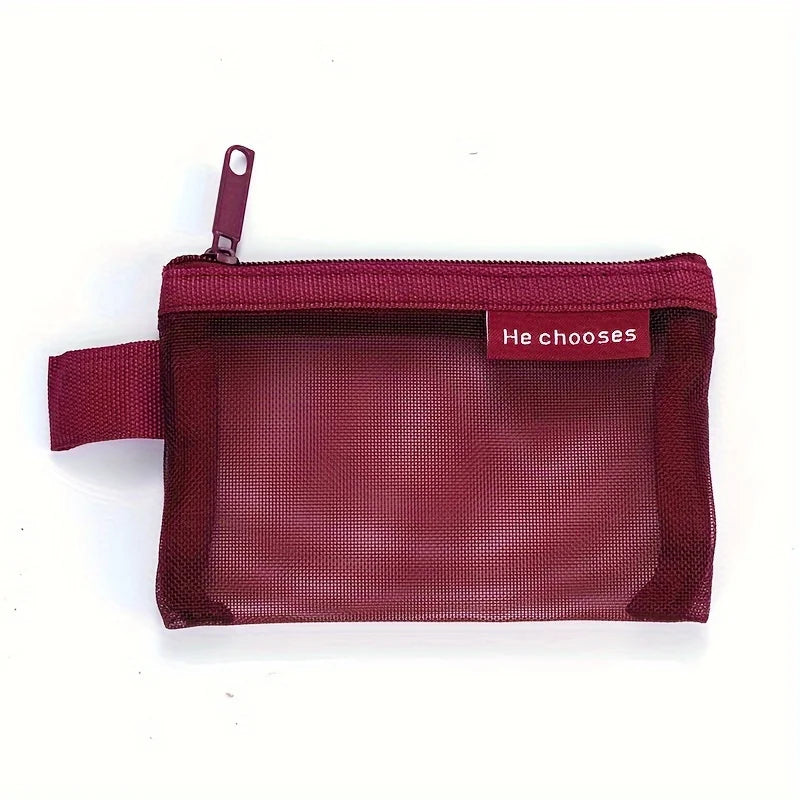 1 Mini Nylon Zipper Pouches Random Packable Lightweight Key Organizer Zpaxo red