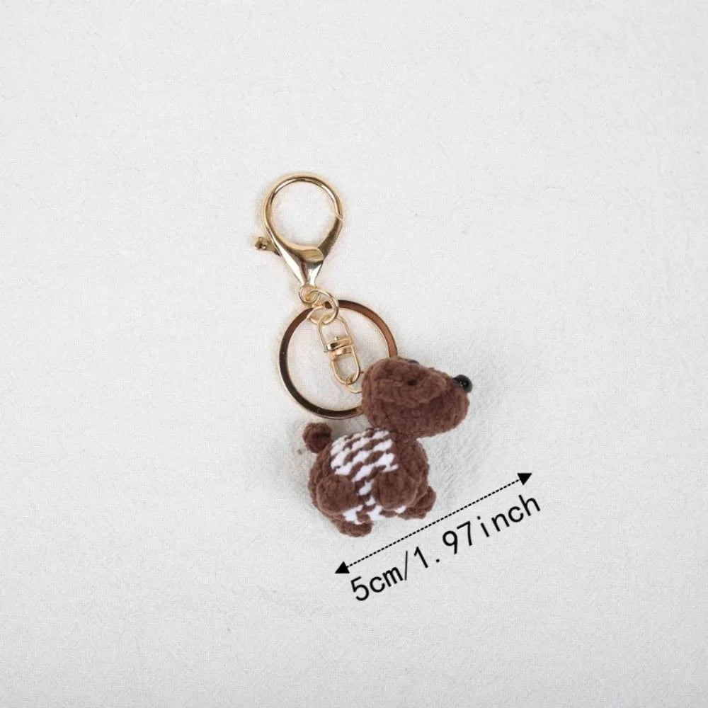 Jewelry Handmade Crochet Keychain Animal Mini Dachshund Dog Knitted Zpaxo