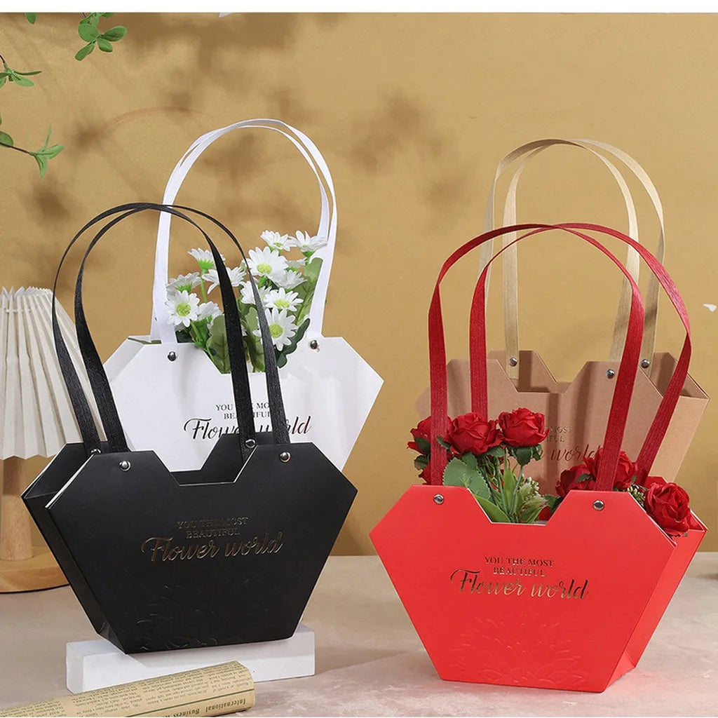 Heart-Shaped Paper Flower Gift Box with Handle | DIY Floral Floral Gift Box Zpaxo