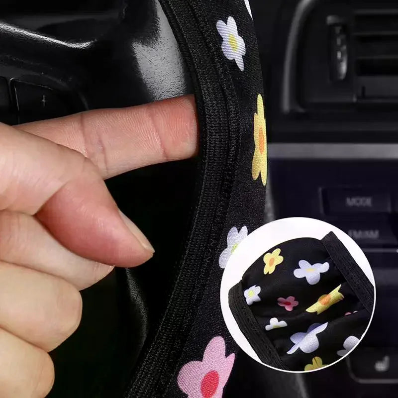 Floral Anti-Slip Universal Car Steering Wheel Cover 38cm