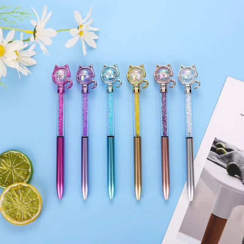 Brilliant Cartoon Cat Rhinestone Pens Ideal As School Supplies Office Zpaxo