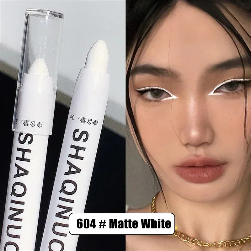 Pearlescent Matte White Eyeshadow Eyeliner Pencil Waterproof Glitter