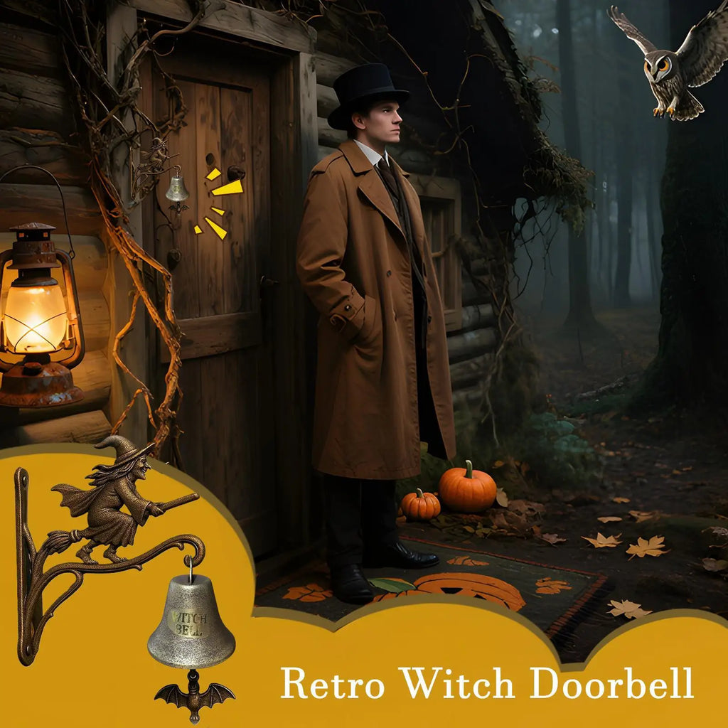 Halloween Witch Doorbell Metal Retro Hanging Bell Wall Mounted Porch