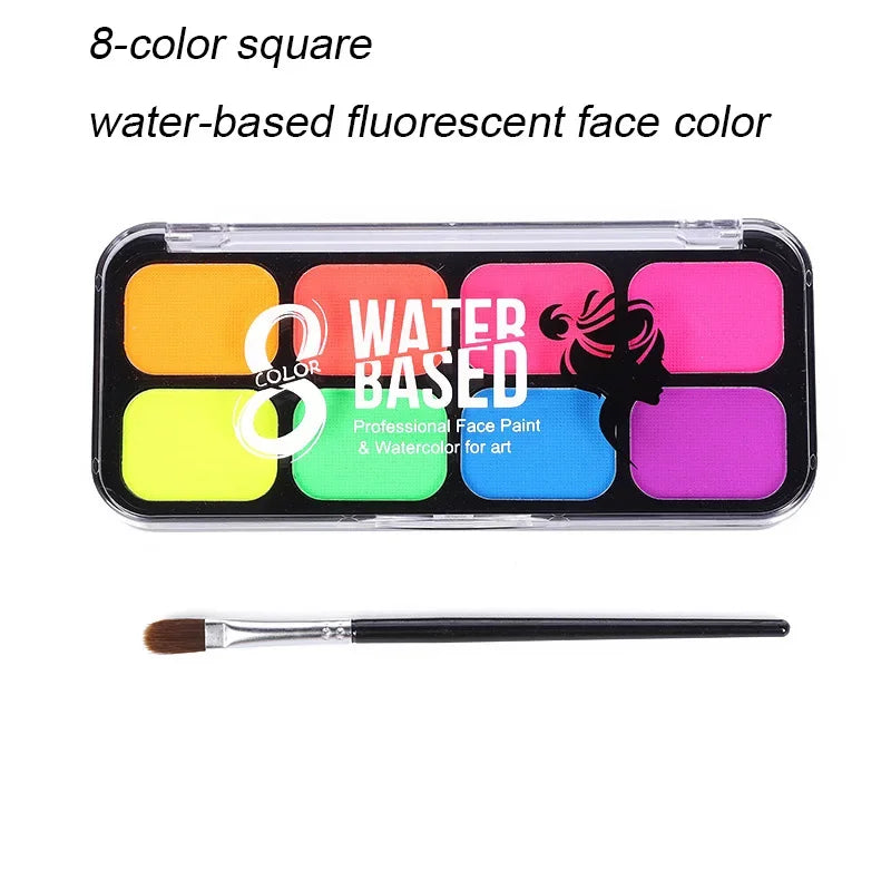 20 Colors Face Body Oil Painting Paint Pigment Non Toxic Safe Kids Zpaxo 06-8Color Glow Water