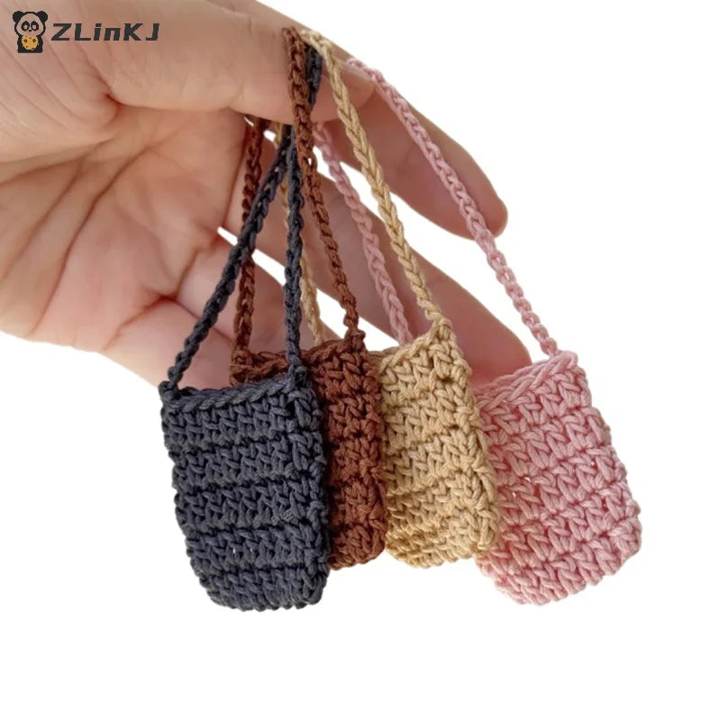 ▶1PCS Hand-crocheted Flower Bag For 15/17cm Doll Dollhouse Kids Toys Doll Satchel Baby Clothes Cute Doll Accessories Zpaxo