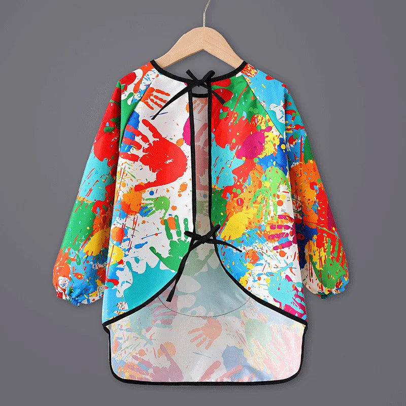 Childrens Drawing Waterproof Dirt Resistant Long Sleeved Cover Kindergarten Drawing Reverse Dressing Baby Eating Bib Baby Apron Zpaxo