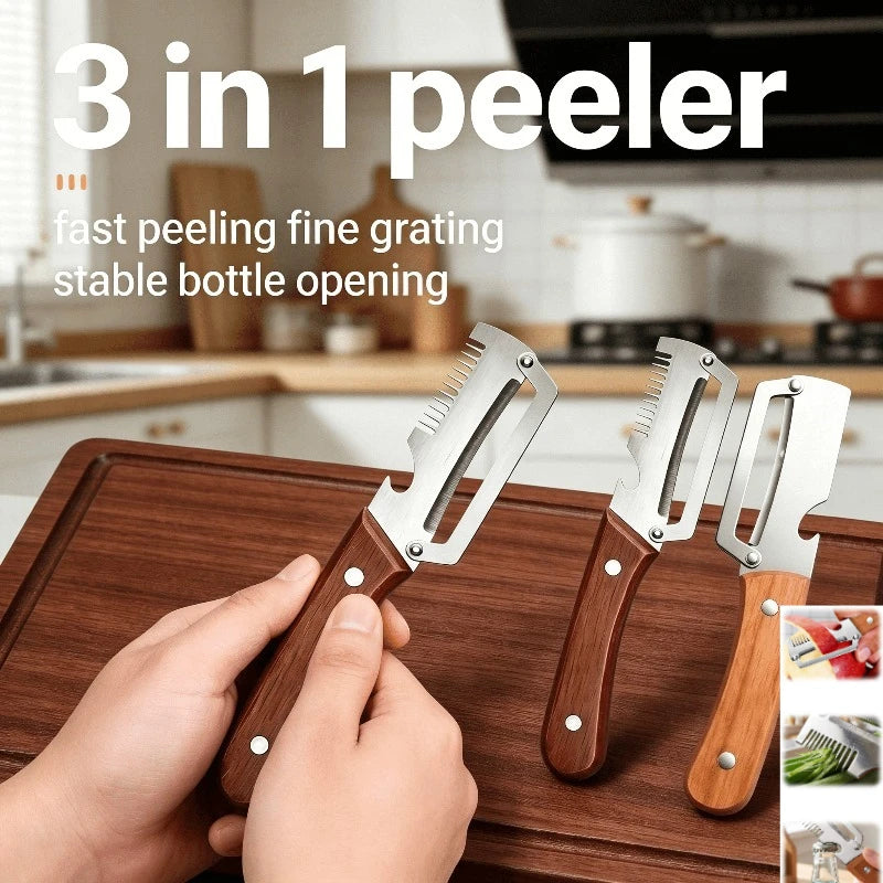3in1 Professional Fruit Knife Multifunctional Fruit and Vegetable Peeler Tool for Slicer Vegetable Peeler with Bottle Opener Zpaxo