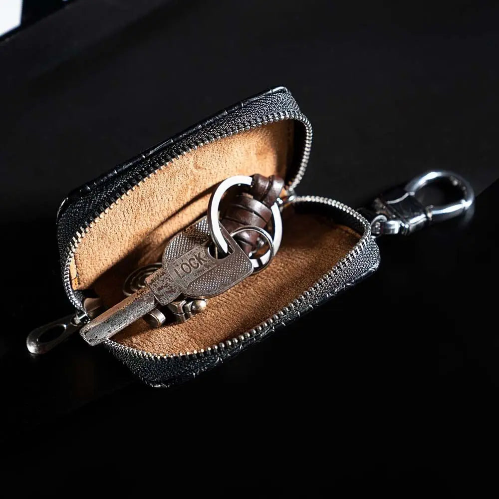 Portable Square Men Keychain PU Leather Keyring Car Key Case Wallets Zpaxo