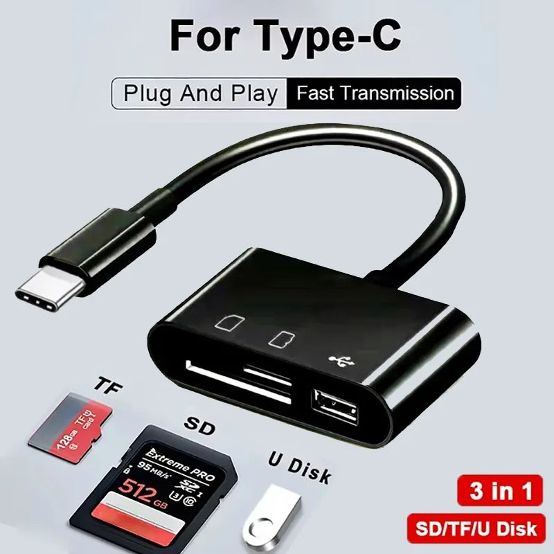 1 C SD TF USB Card Reader OTG Adapter Speed Iphone 15 Laptop Android Zpaxo