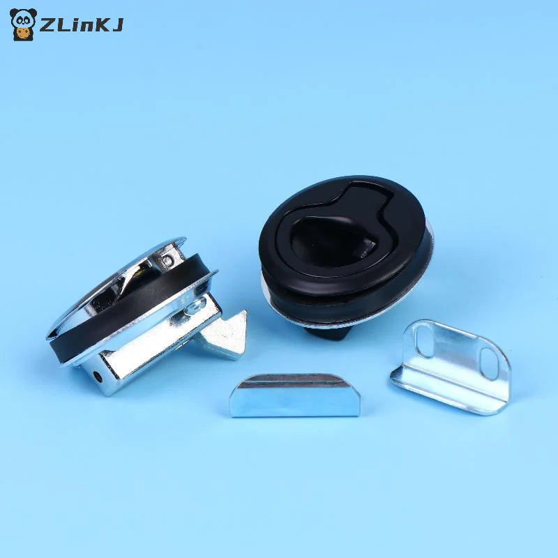 ▶1Pcs Round Flush Pull Slam Latch Non Key For RV Boat Marine Marine Deck Locker Steel Boat Flush Pull Hatch Slam Latch Zpaxo