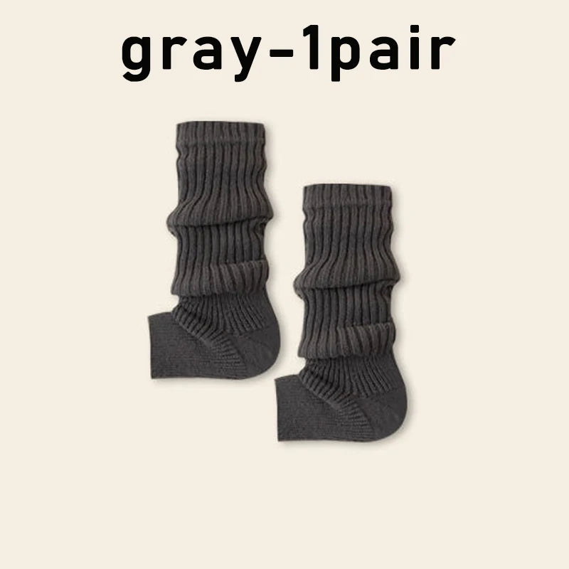 Y2k Winter Leg Warmers Fluffy Knitted Gothic Lolita Knit Long Socks Zpaxo gray One Size