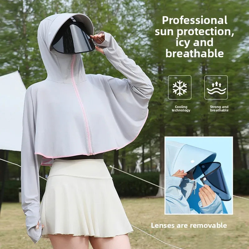 Women's Ice Silk Sun Protection Jacket Spring Summer UV-Blocking