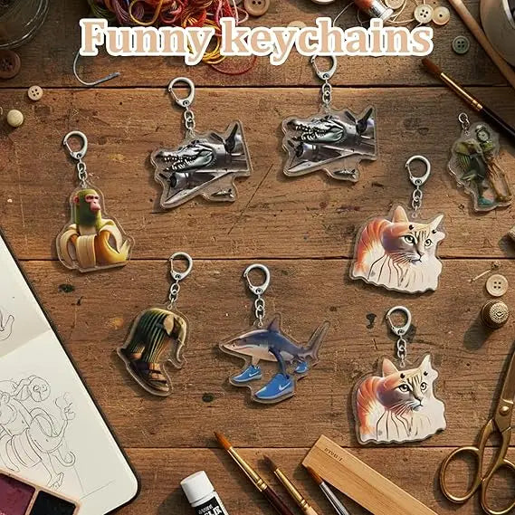 Brainrot Meme Keychains – Funny Acrylic Animal Charms for Teens