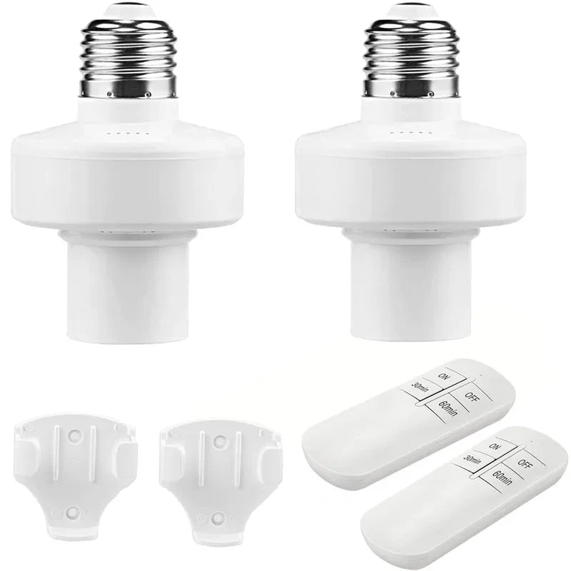 Smart Timer Switch Wireless Remote Control E27 15m Range Lamp Holder