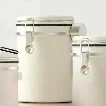 Stainless Steel Airtight Coffee Canister 1.2/1.5/1.8L | Date Tracker Coffee Storage Canister Zpaxo Beige-1800ML