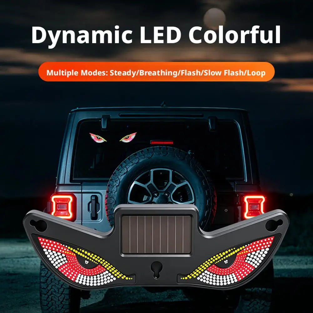 2026 New Solar Car Devil Eye Ambient Light Dynamic Expression LED Breathing Rear Window Anti-Rear-End Warning Lamp Zpaxo