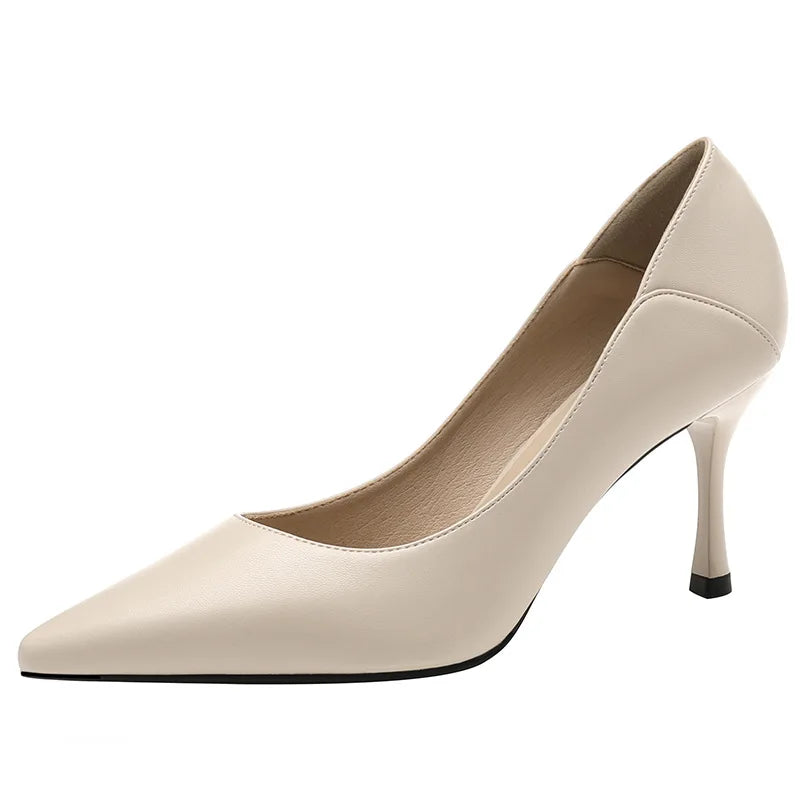 Female Heels Women Shoes Pumps Office Ladies Working Solid Pointed Zpaxo