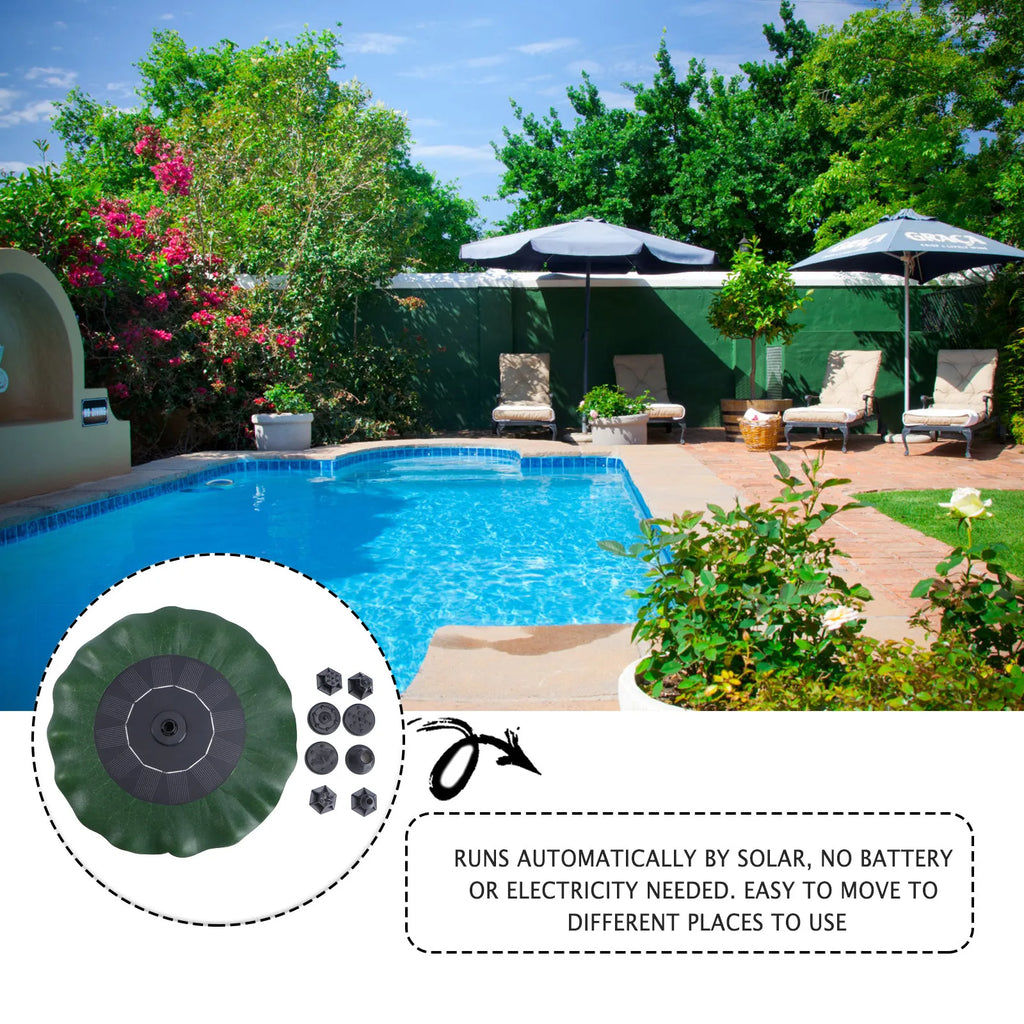 Green Lotus Leaf Solar Fountain Pump Floating Solar Panel Water Fountain Garden Pond Decoration Outdoor As180-0814B Bird Bath Zpaxo