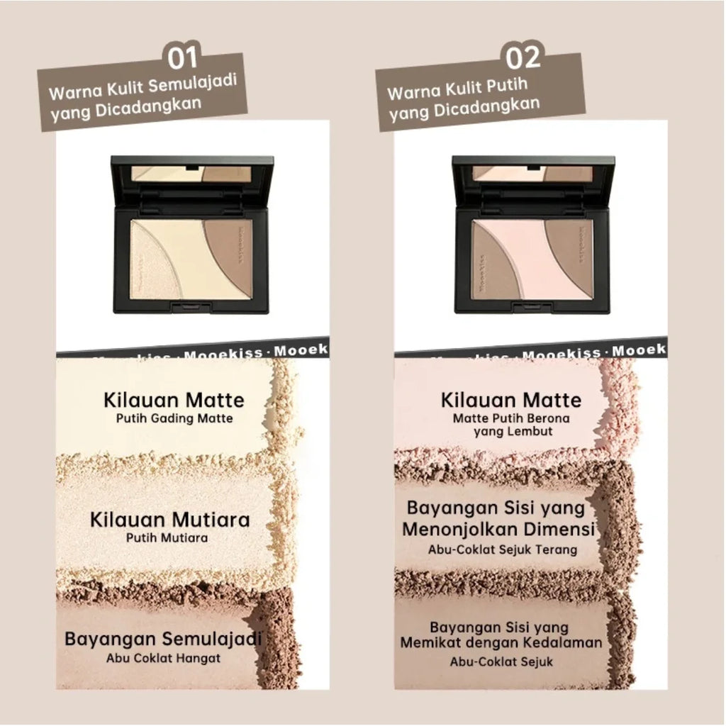 Mooekiss Three-color Contouring Plate Natural Brightening One Zpaxo