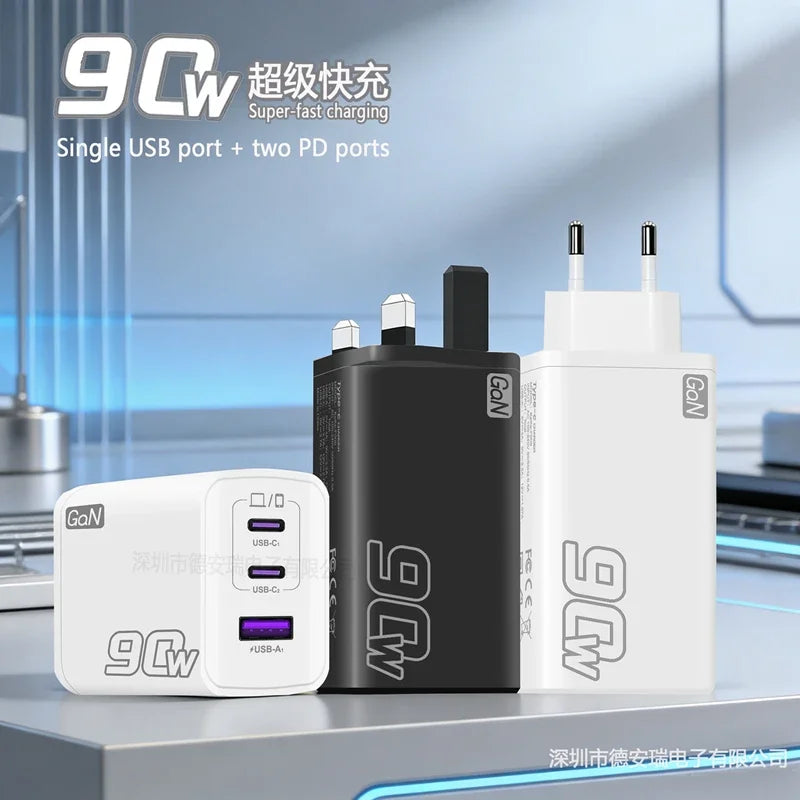 3IN1 90W Multi-port Charger 2PD+USB Fast Charging Head Full-protocol